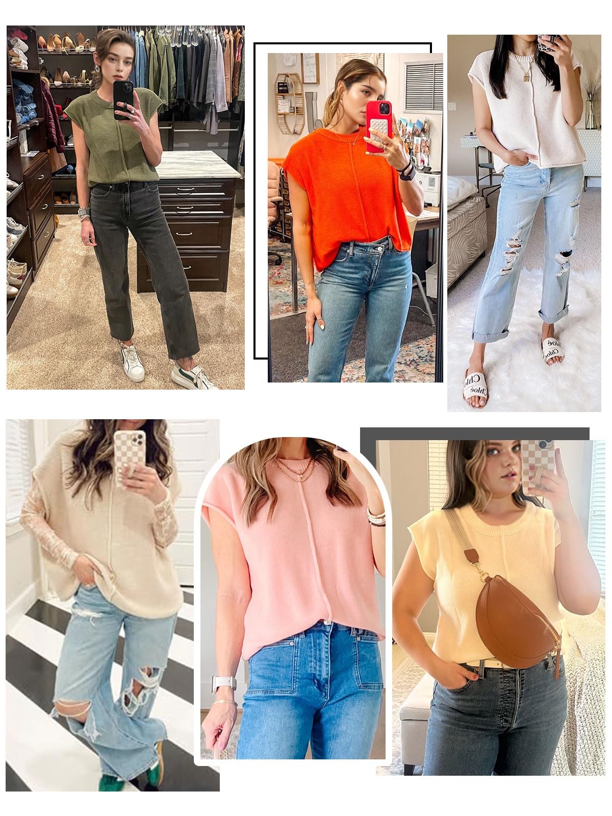 Womens Cap Sleeve Tops 2025 Trendy Tank Top Loose Knit Sweater Vests Cute Shirts Outfits Spring Fall Summer Tops