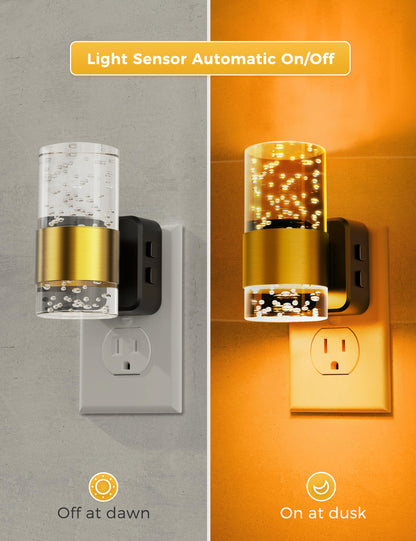 Night Lights Plug into Wall, Soft Light LED Night Light with Adjustable Brightness, Plug in Night Light with Auto Light Sensor, Wall Sconce-Style Design Night Light for Bathroom,Hallway, 2 Pack