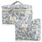 Cute Makeup Bag for Women(2 Pcs), Travel Cosmetic Bags, Quilted Coquette Aesthetic Floral Toiletry Organizer Bag (NavyBlue Flower)