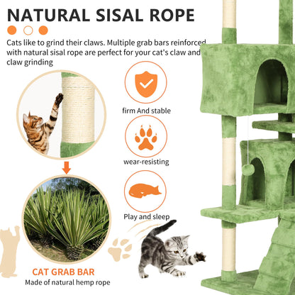 BestPet 54in Cat Tree Tower for Indoor Cats,Multi-Level Furniture Activity Center with Scratching Posts Stand House Condo Funny Toys Kittens Pet Play House,Dark Gray
