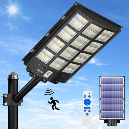 JAYNLT Y-7200W Solar Street Lights Outdoor,680000LM 6500K High Lumen Solar Parking Lot Lights Commercial, Dusk to Dawn Solar Security Flood Lights with Motion Sensor for Parking Lot,Garage,Stadium
