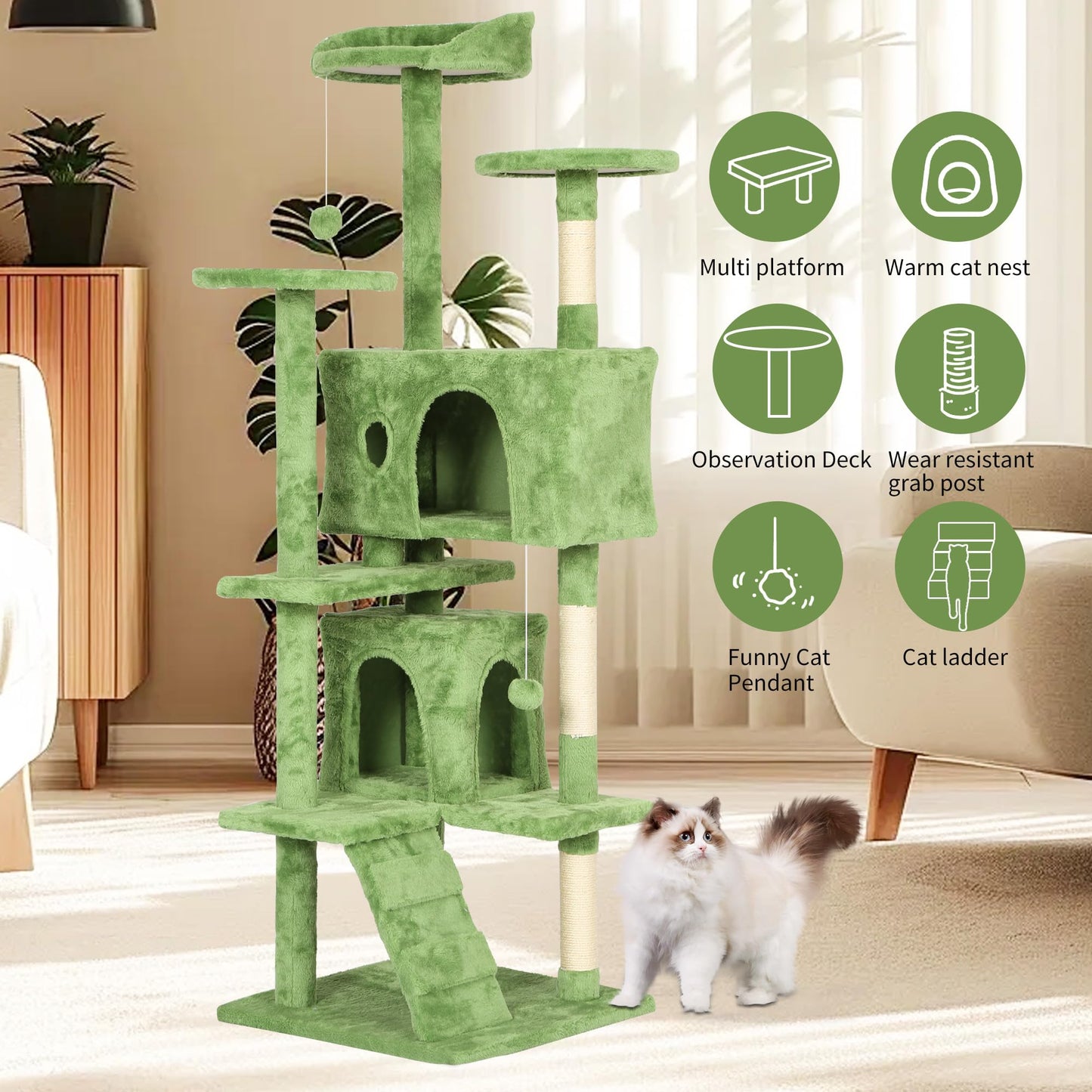BestPet 54in Cat Tree Tower for Indoor Cats,Multi-Level Furniture Activity Center with Scratching Posts Stand House Condo Funny Toys Kittens Pet Play House,Dark Gray