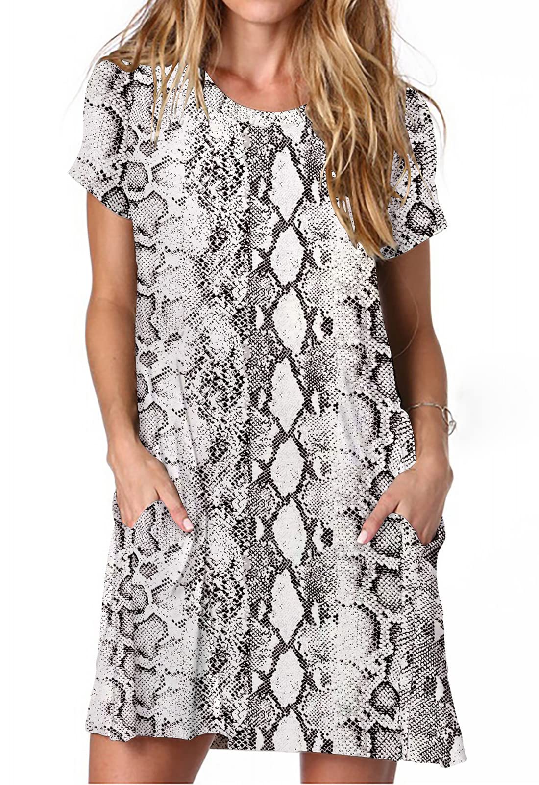 Alaster Women’s Casual Summer T Shirt Dress Loose Short Sleeve Tunic Dress with Pocket for Women