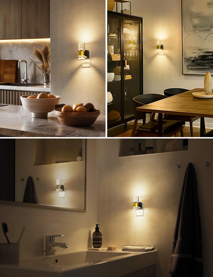 Night Lights Plug into Wall, Soft Light LED Night Light with Adjustable Brightness, Plug in Night Light with Auto Light Sensor, Wall Sconce-Style Design Night Light for Bathroom,Hallway, 2 Pack