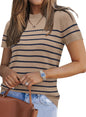 Arach&Cloz Women's Wool Blend Loose Fit Soft Summer Sweater Short Sleeve Crew Neck Casual Pullover Tops Trendy Outfits 2025