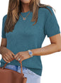 Arach&Cloz Women's Wool Blend Loose Fit Soft Summer Sweater Short Sleeve Crew Neck Casual Pullover Tops Trendy Outfits 2025