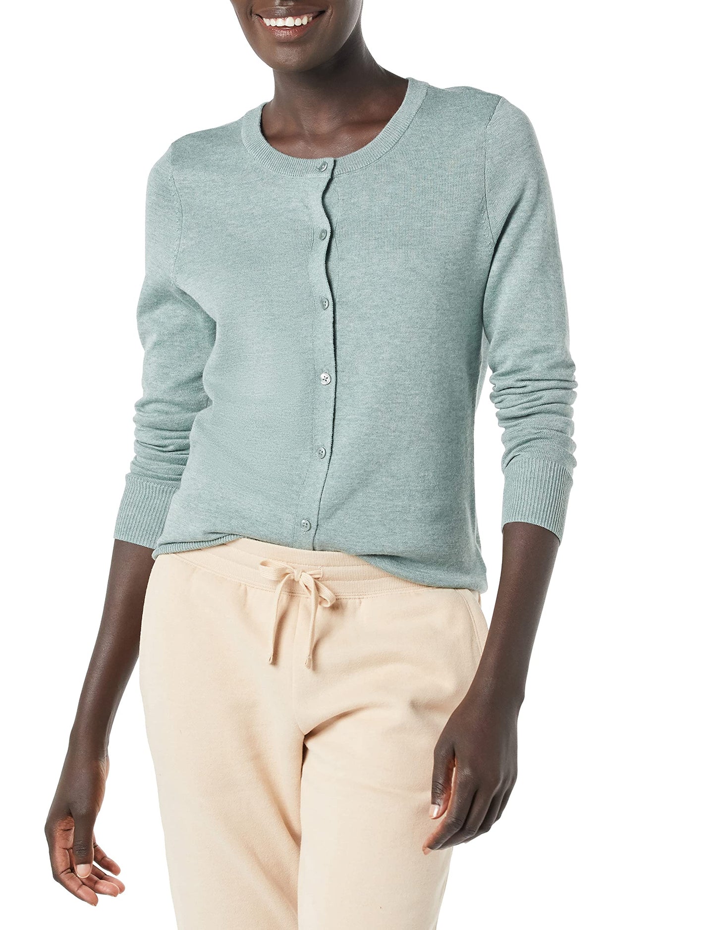 Women's Lightweight Crewneck Cardigan Sweater (Available in Plus Size)