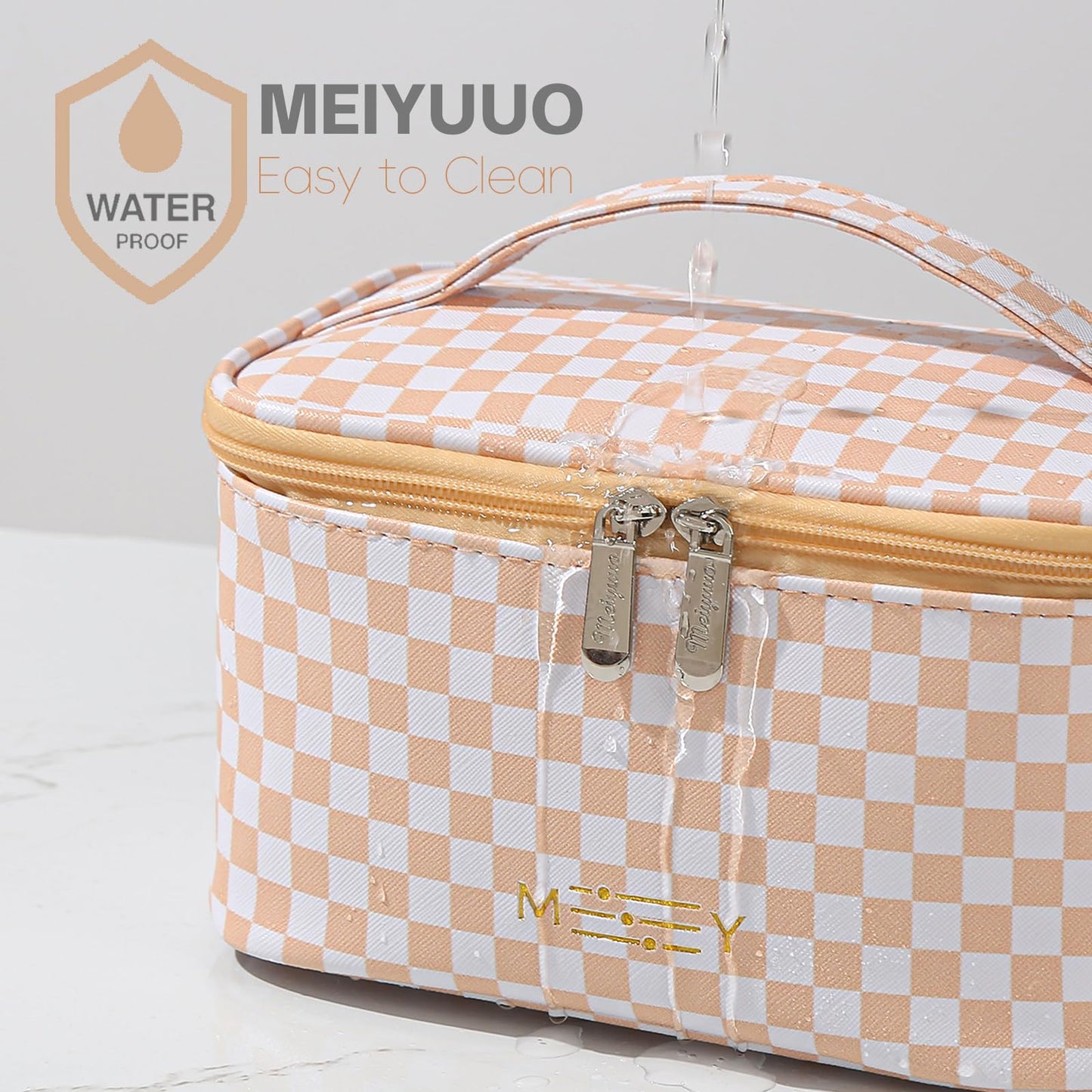 Meiyuuo Cute Makeup Bag Small Cosmetic Bags for Women Girls Gift for Teens Medium Pouch for Purse Essentials Toiletry Zip Pouch PU Waterproof Organizer Case (Cow Print)