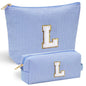 YOOLIFE Initial Makeup Bag | Teen Girl Gifts Trendy Stuff | Travel Makeup Bag for Girls | Gifts for 3 4 5 6 7 8 9 10 11 12 13 Year Old Girls | Makeup Bag for Girls Birthday Gifts for Kids Blue K