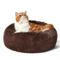 Bedsure Calming Cat Beds for Indoor Cats - Small Cat Bed Washable 20 inches, Anti-Slip Round Fluffy Plush Faux Fur Pet Bed, Fits up to 15 lbs Pets, Camel