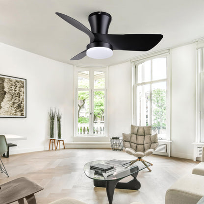 SUNMORY Ceiling Fans with Lights and Remote, 30 inch Low Profile Ceiling Fan with Light, Modern Flush Mount Ceiling Fan for Bedroom/Kitchen/Dining Room/Patio, 6 Wind Speeds, Dimmable, White