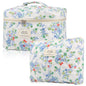 Cute Makeup Bag for Women(2 Pcs), Travel Cosmetic Bags, Quilted Coquette Aesthetic Floral Toiletry Organizer Bag (NavyBlue Flower)