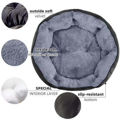 Asvin Small Dog Bed for Small Dogs, Cat Beds for Indoor Cats, Pet Bed for Puppy and Kitty, Extra Soft & Machine Washable with Anti-Slip & Water-Resistant Oxford Bottom, Grey, 20 inches