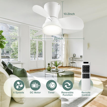 SUNMORY Ceiling Fans with Lights and Remote, 30 inch Low Profile Ceiling Fan with Light, Modern Flush Mount Ceiling Fan for Bedroom/Kitchen/Dining Room/Patio, 6 Wind Speeds, Dimmable, White