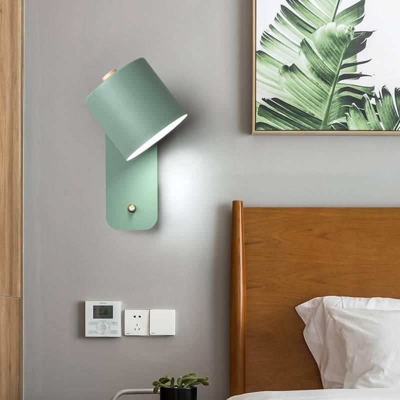 Nordic bedroom bedside lamp wall lamp study dining room corridor with switch wall lamp macaron LED minimalist wall lamp