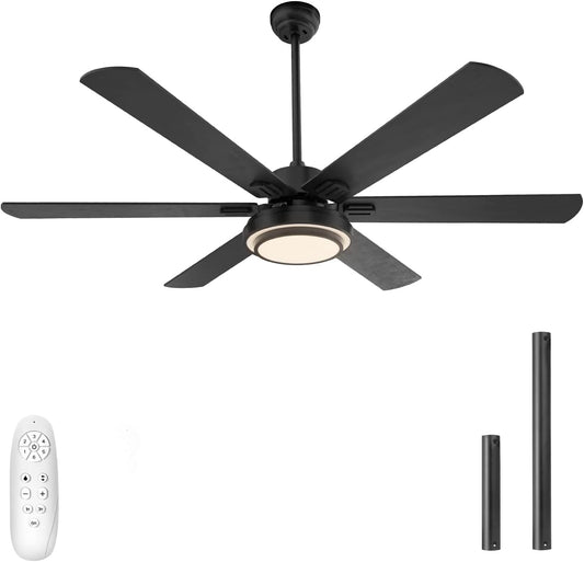 Ceiling Fans with Lights and Remote Control, 62 Inch, 6 Speeds