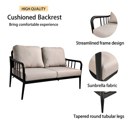 5PC Outdoor Aluminum Patio Furniture Modern Chat Sofa Conversation Set