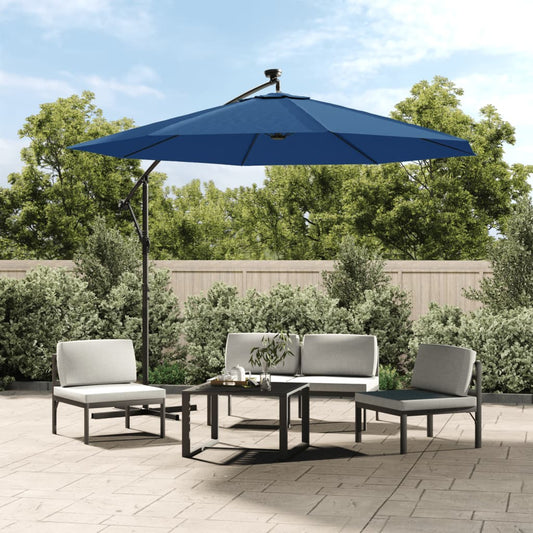 vidaXL Cantilever Umbrella Parasol with Solar LEDs Patio Umbrella Sunshade-0