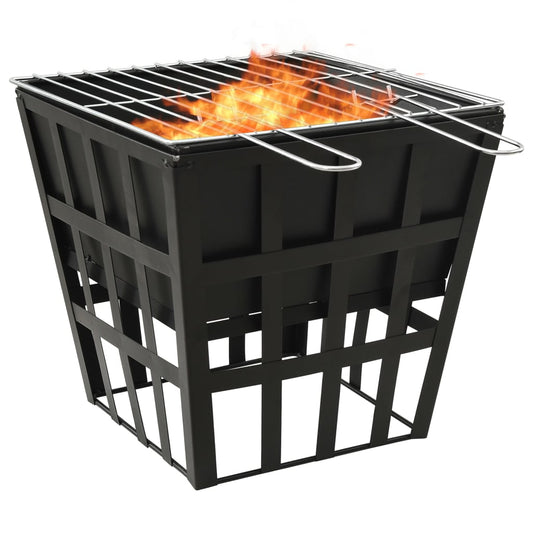 vidaXL 2-in-1 Fire Pit and BBQ 13.4"x13.4"x18.9" Steel-0