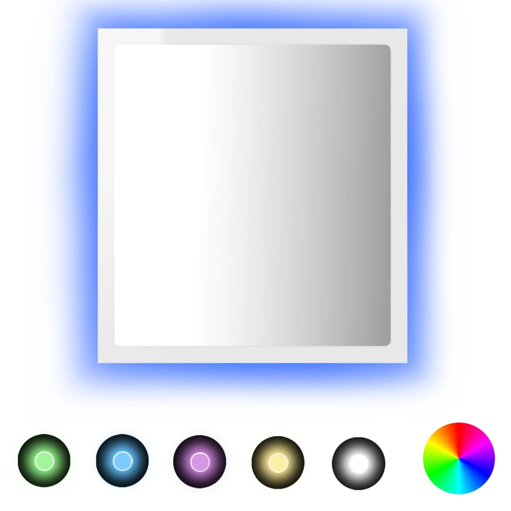 NNEVL LED Bathroom Mirror High Gloss White 40x8.5x37 cm Chipboard-1