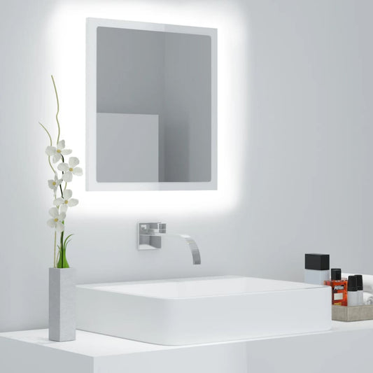 NNEVL LED Bathroom Mirror High Gloss White 40x8.5x37 cm Chipboard-0