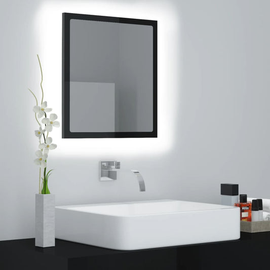 NNEVL LED Bathroom Mirror High Gloss Black 40x8.5x37 cm Chipboard-0