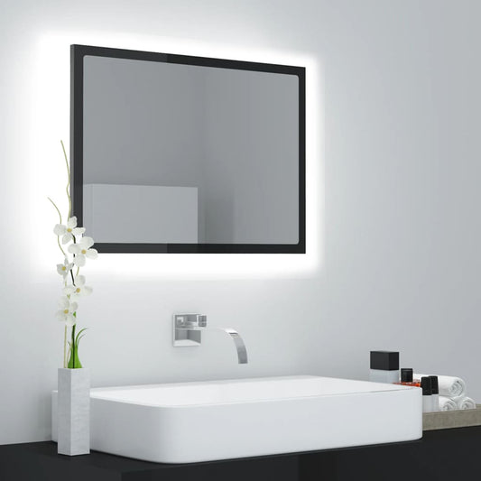 NNEVL LED Bathroom Mirror High Gloss Grey 60x8.5x37 cm Chipboard-0