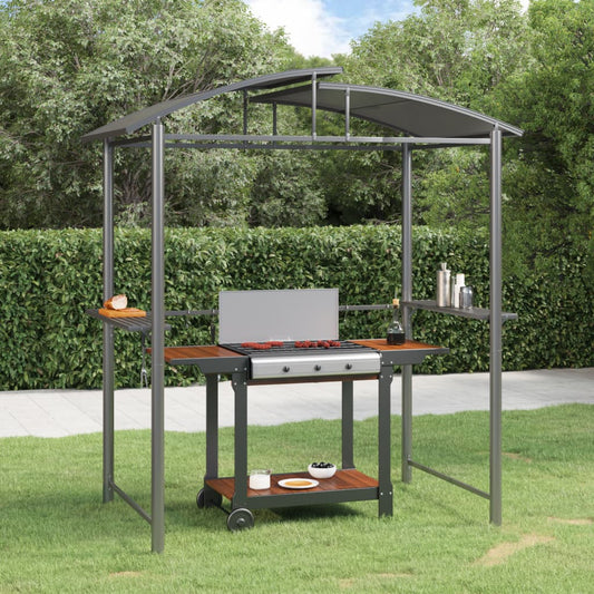 vidaXL BBQ Gazebo with Side Shelves Anthracite 82.7"x44.9"x90.6" Steel-0