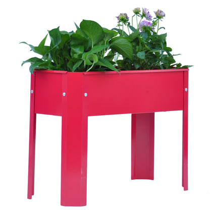 Elevated garden bed.metal elevated outdoor flowerpot box.suitable for backyard and terrace.large flowerpot. Red x 2