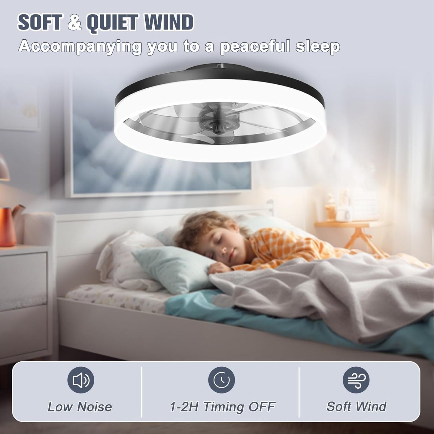 Low Profile Ceiling Fans with Lights and Remote, Fandelier Ceiling Fan