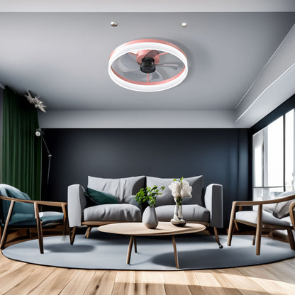 Ceiling Fans with Lights Dimmable LED Embedded installation of thin modern ceiling fans(Pink)