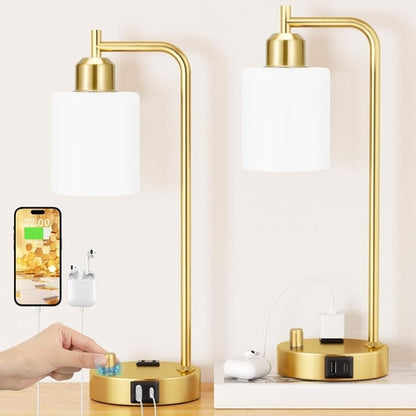 Industrial Table Lamps for Bedroom Set of 2 - Fully Dimmable Bedside