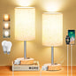 Table Lamp for Bedroom Set of 2, Bedside Small Lamps with 3 Way