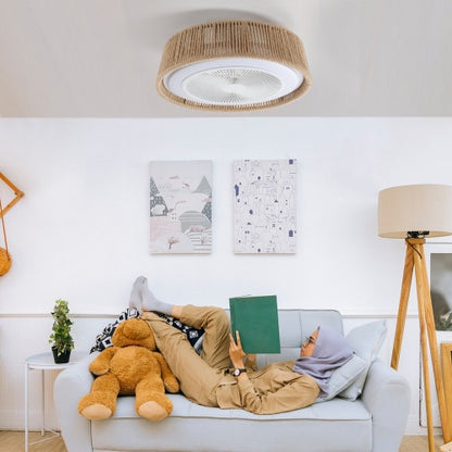 Bohemian Style LED Dimmable Ceiling Light With Built-in Fan - Remote Control