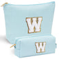 YOOLIFE Initial Makeup Bag | Teen Girl Gifts Trendy Stuff | Travel Makeup Bag for Girls | Gifts for 3 4 5 6 7 8 9 10 11 12 13 Year Old Girls | Makeup Bag for Girls Birthday Gifts for Kids Blue K