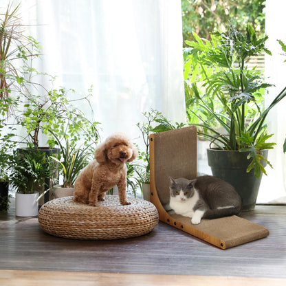 FUKUMARU Cat Scratcher, 26.8 Inch L Shape Cat Scratch Pad Wall Mounted, Cat Scratching Cardboard with Ball Toy for Indoor Cats, Large Size