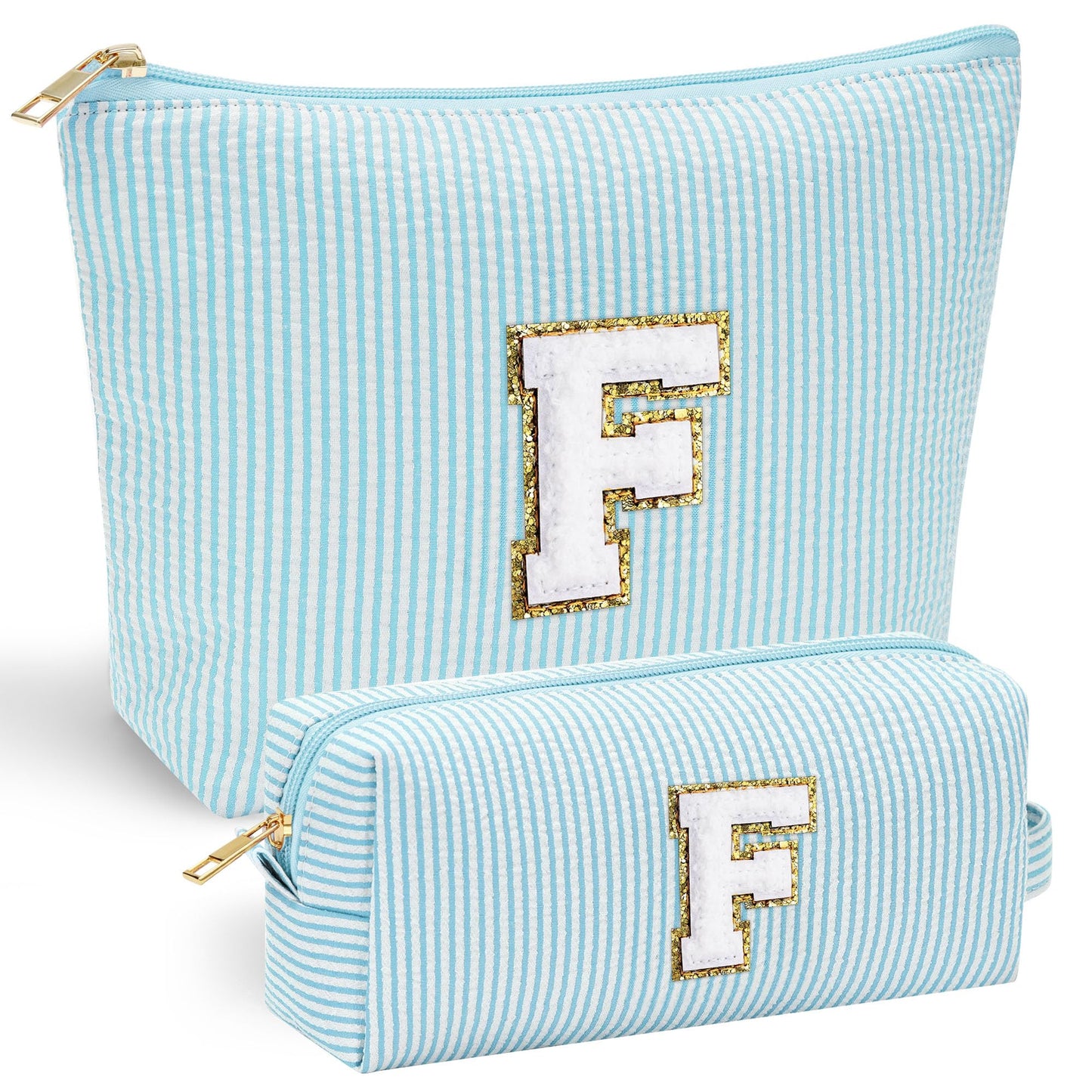 YOOLIFE Initial Makeup Bag | Teen Girl Gifts Trendy Stuff | Travel Makeup Bag for Girls | Gifts for 3 4 5 6 7 8 9 10 11 12 13 Year Old Girls | Makeup Bag for Girls Birthday Gifts for Kids Blue K