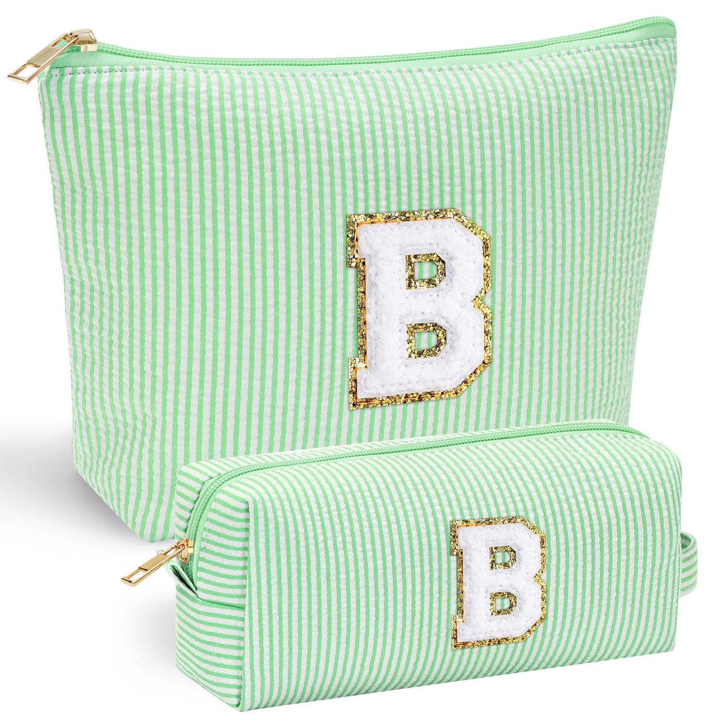 YOOLIFE Initial Makeup Bag | Teen Girl Gifts Trendy Stuff | Travel Makeup Bag for Girls | Gifts for 3 4 5 6 7 8 9 10 11 12 13 Year Old Girls | Makeup Bag for Girls Birthday Gifts for Kids Blue K