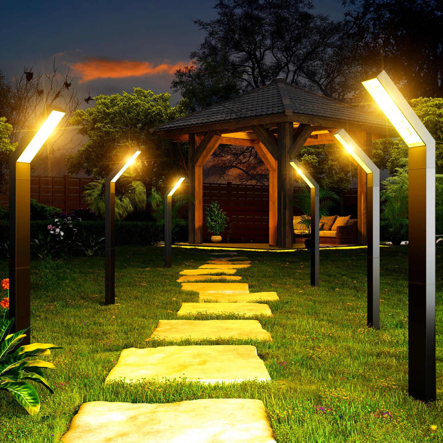 ROSHWEY Solar Pathway Lights Outdoor, 6 Pack Solar Lights Outdoor Waterproof, Bright Solar Garden Light for Outside, Landscape Lighting for Yard Patio Backyard Driveway Walkway Path Lawn