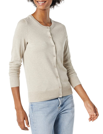 Women's Lightweight Crewneck Cardigan Sweater (Available in Plus Size)