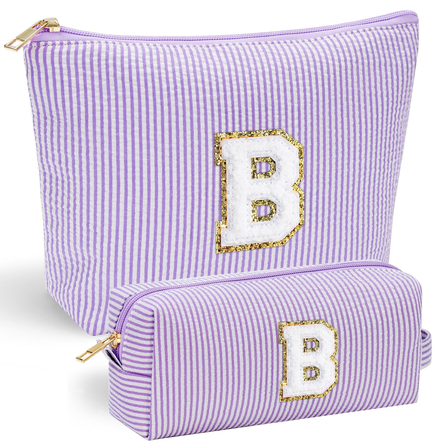 YOOLIFE Initial Makeup Bag | Teen Girl Gifts Trendy Stuff | Travel Makeup Bag for Girls | Gifts for 3 4 5 6 7 8 9 10 11 12 13 Year Old Girls | Makeup Bag for Girls Birthday Gifts for Kids Blue K