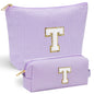 YOOLIFE Initial Makeup Bag | Teen Girl Gifts Trendy Stuff | Travel Makeup Bag for Girls | Gifts for 3 4 5 6 7 8 9 10 11 12 13 Year Old Girls | Makeup Bag for Girls Birthday Gifts for Kids Blue K