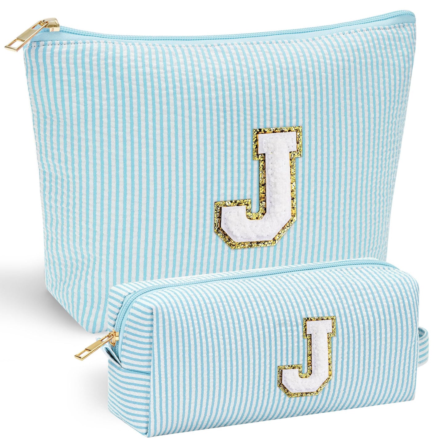 YOOLIFE Initial Makeup Bag | Teen Girl Gifts Trendy Stuff | Travel Makeup Bag for Girls | Gifts for 3 4 5 6 7 8 9 10 11 12 13 Year Old Girls | Makeup Bag for Girls Birthday Gifts for Kids Blue K
