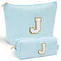 YOOLIFE Initial Makeup Bag | Teen Girl Gifts Trendy Stuff | Travel Makeup Bag for Girls | Gifts for 3 4 5 6 7 8 9 10 11 12 13 Year Old Girls | Makeup Bag for Girls Birthday Gifts for Kids Blue K