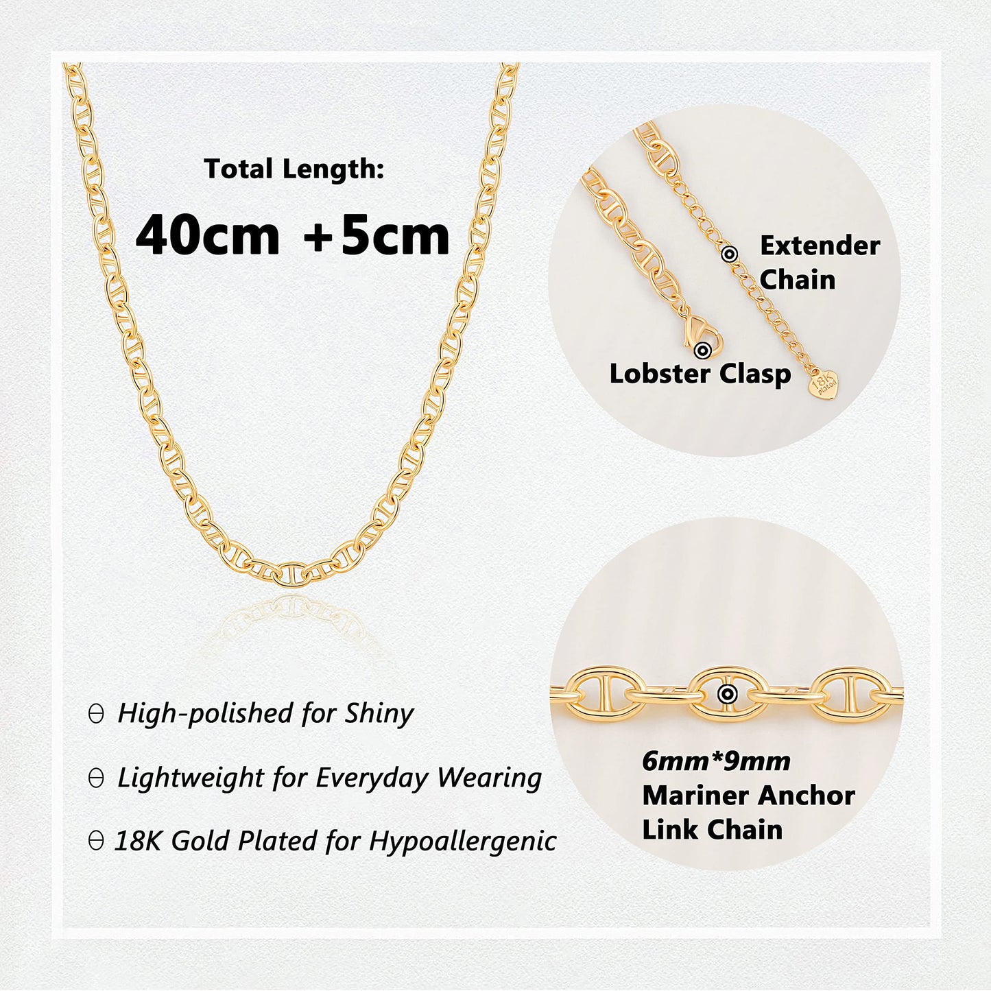 Aobei Pearl 18K Gold Paperclip Chain Choker Satellite Chain Biwa Pearl Pendant Necklace Dainty Jewelry for Women