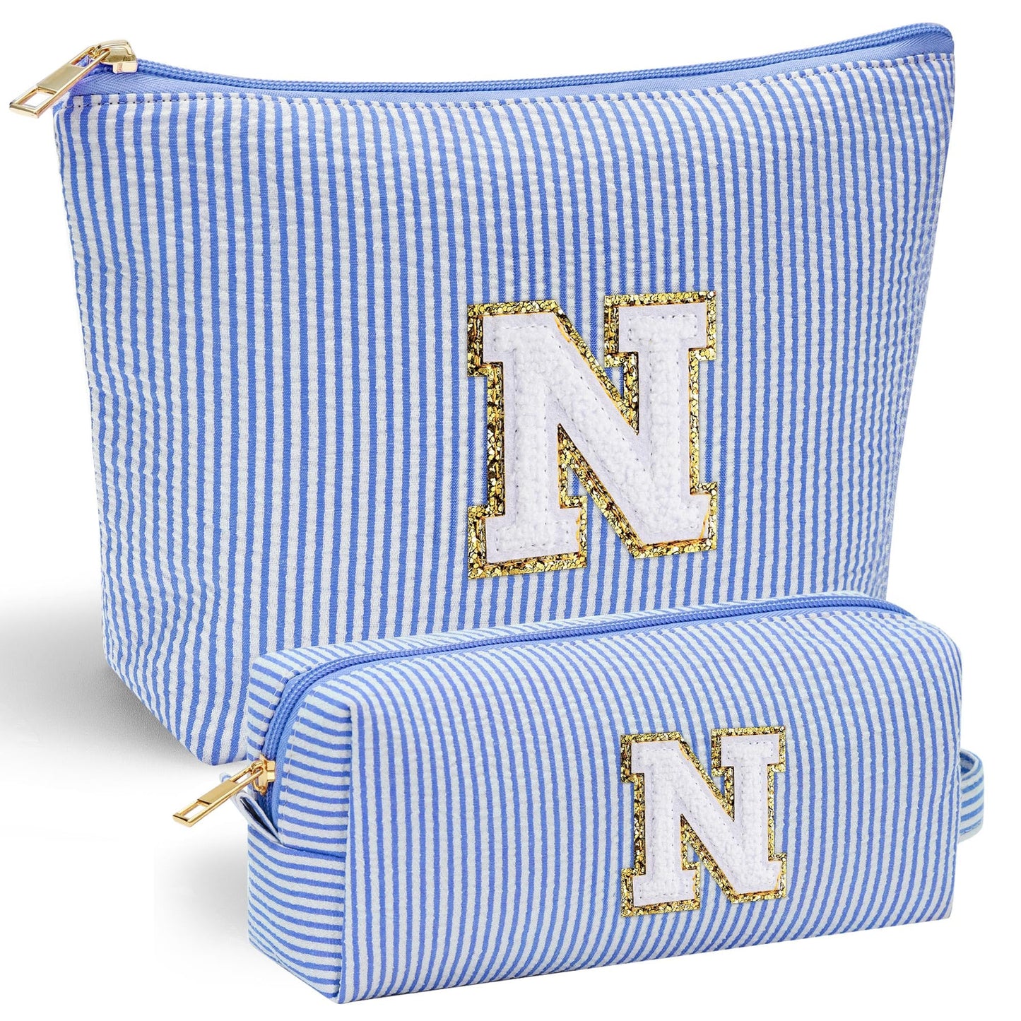 YOOLIFE Initial Makeup Bag | Teen Girl Gifts Trendy Stuff | Travel Makeup Bag for Girls | Gifts for 3 4 5 6 7 8 9 10 11 12 13 Year Old Girls | Makeup Bag for Girls Birthday Gifts for Kids Blue K