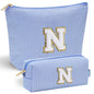 YOOLIFE Initial Makeup Bag | Teen Girl Gifts Trendy Stuff | Travel Makeup Bag for Girls | Gifts for 3 4 5 6 7 8 9 10 11 12 13 Year Old Girls | Makeup Bag for Girls Birthday Gifts for Kids Blue K