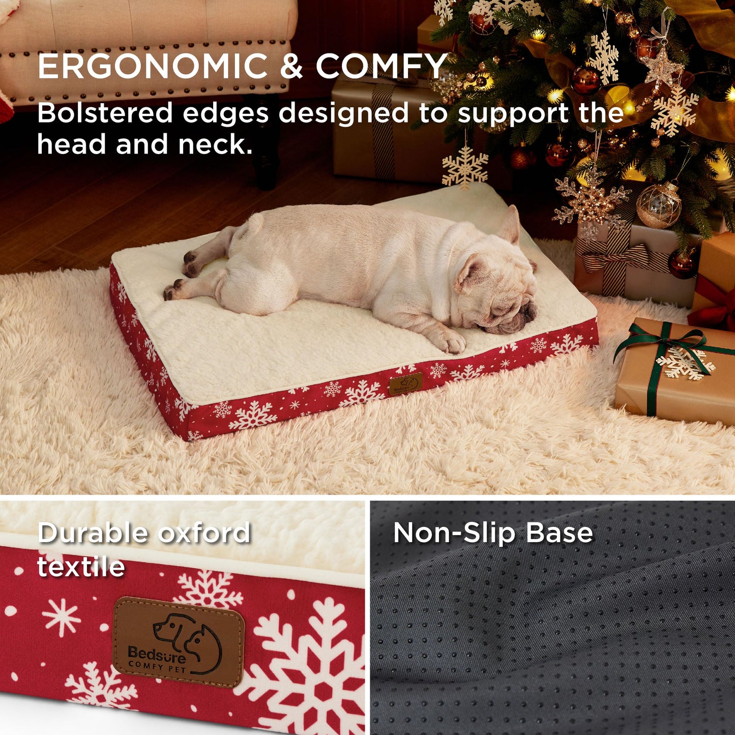 Bedsure Dog Bed for Large Dogs - Orthopedic Waterproof Puppy Beds with Removable Washable Cover, Egg Crate Foam Pet Mat, Suitable for Pet Up to 65 lbs