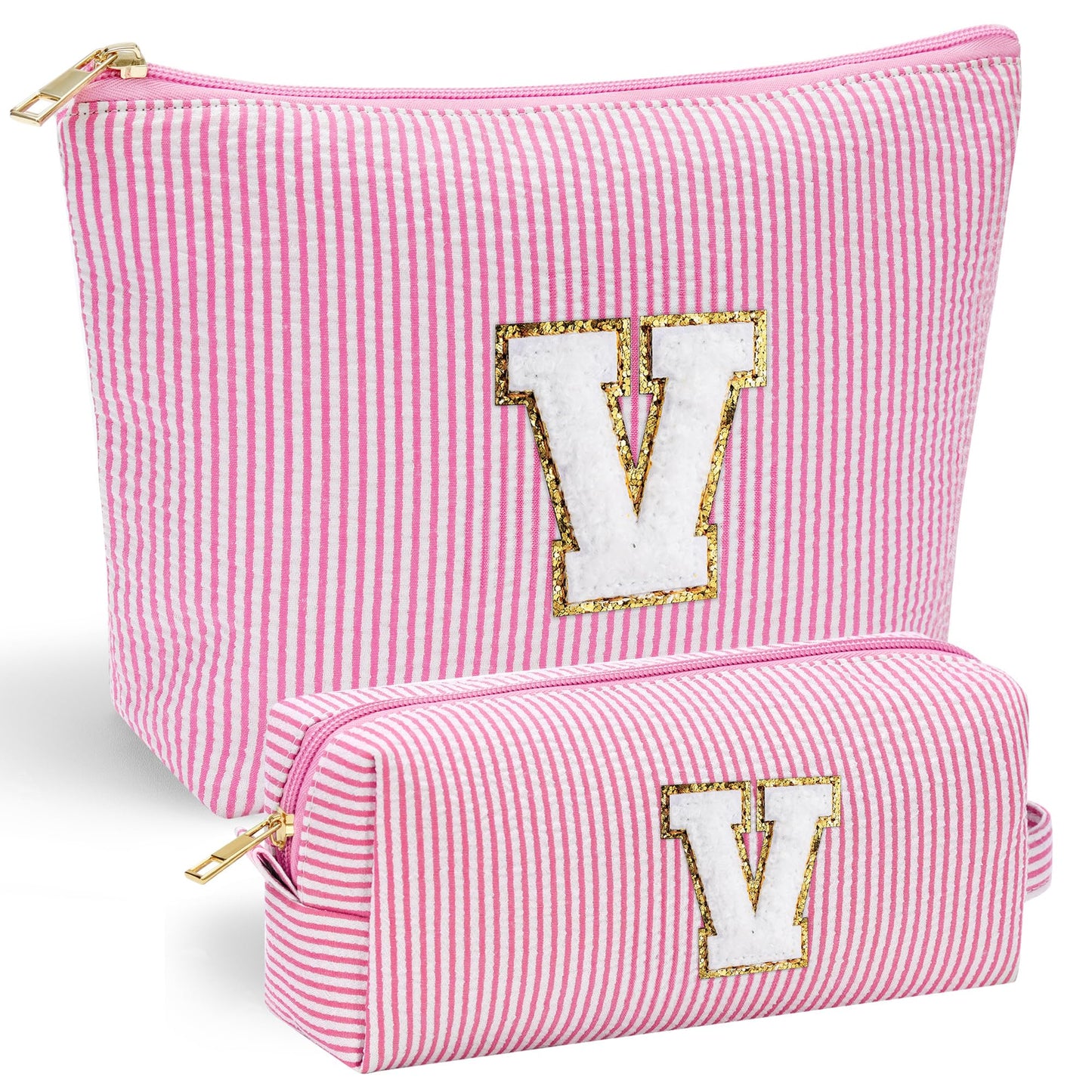 YOOLIFE Initial Makeup Bag | Teen Girl Gifts Trendy Stuff | Travel Makeup Bag for Girls | Gifts for 3 4 5 6 7 8 9 10 11 12 13 Year Old Girls | Makeup Bag for Girls Birthday Gifts for Kids Blue K