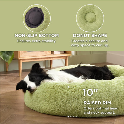 Bedsure Calming Cat Beds for Indoor Cats - Small Cat Bed Washable 20 inches, Anti-Slip Round Fluffy Plush Faux Fur Pet Bed, Fits up to 15 lbs Pets, Camel